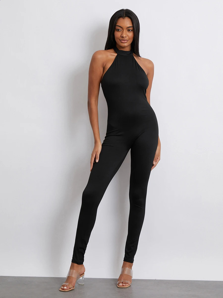 Fashion Women Jumpsuit Sleeveless Halterneck Backless Solid Slim Long Romper Party Clubwear SXL 260626 - view 3
