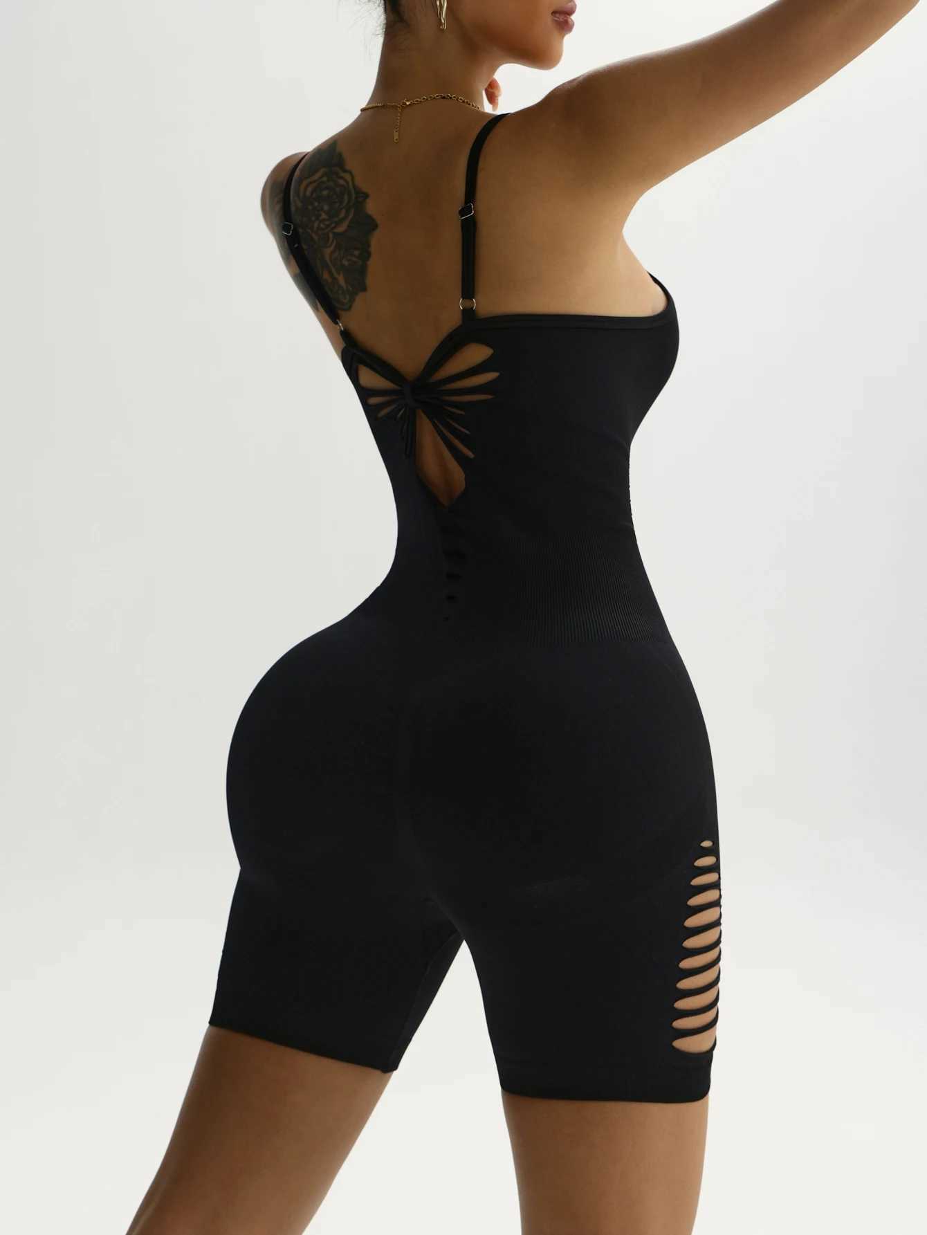 Beauty Onesie Seamless Hollow-Out Waist Quick Dry Yoga Onesie Gym Exercise Sports Onesie M260626 - view 6