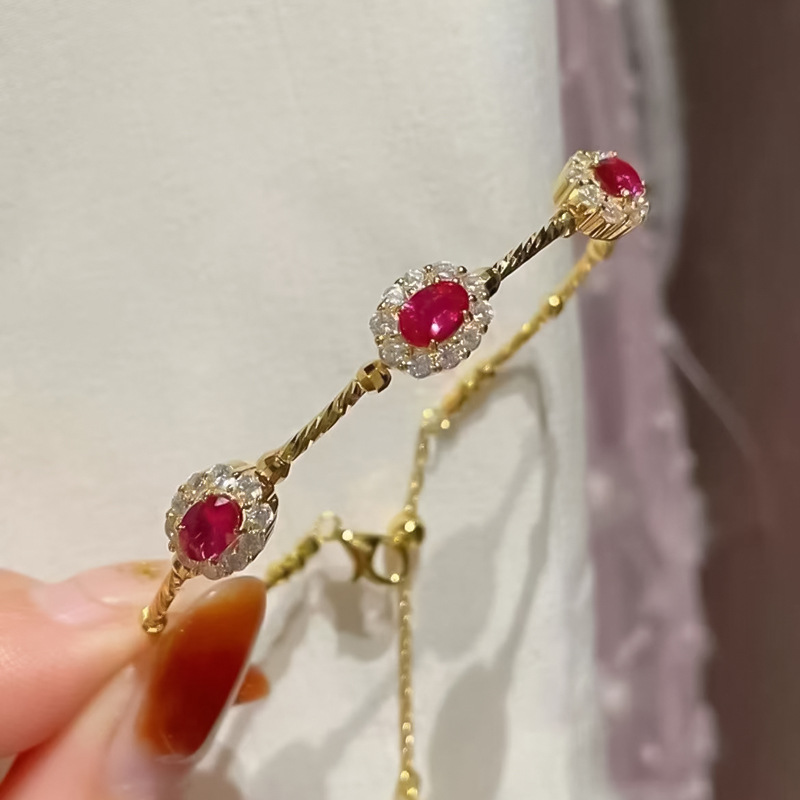 2026 Choucong Sparkling Wedding Bangle Luxury Jewelry Genuine 100% 925 Sterling Silver Oval Cut Ruby Court Party Elegant Spring Women Flower Bracelet  - view 4