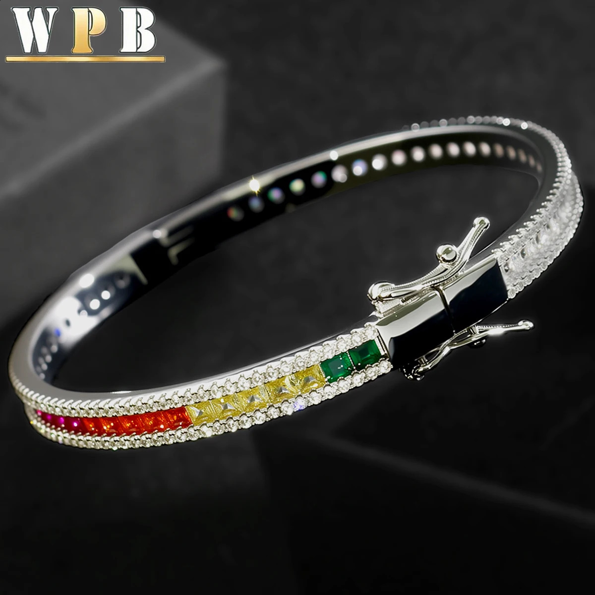 WPB y Style Colorful Zircon Bracelet for Women Platinum-Plated Push-Pull Clasp Stylish for Daily/Dates/Light Business Wear 260626 - view 5