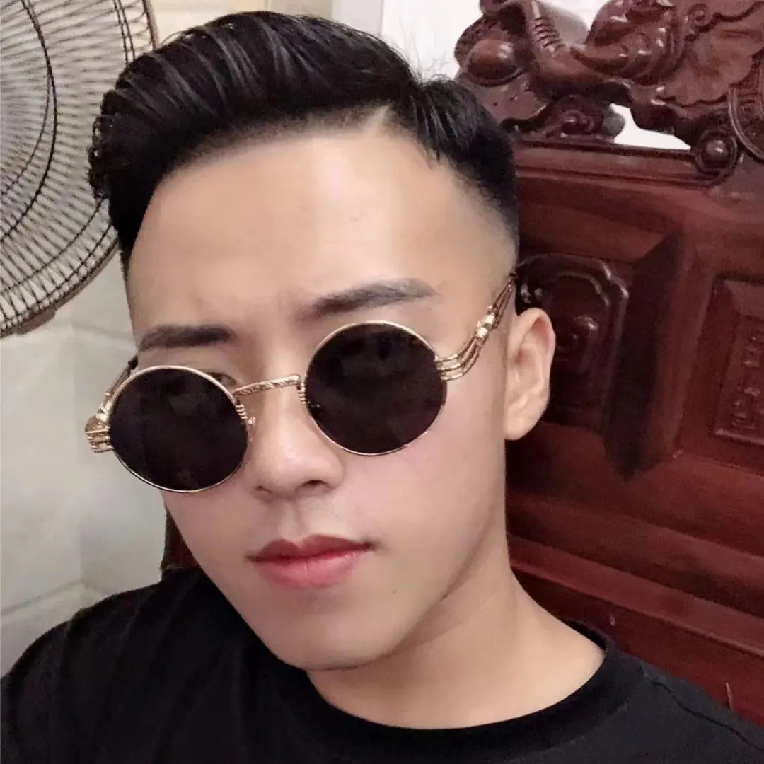 Cross-Border Hot New Retro Steampunk Round Frame Metal Spring Leg Sunglasses for Women Sunshade Punk Sunglasses - view 4