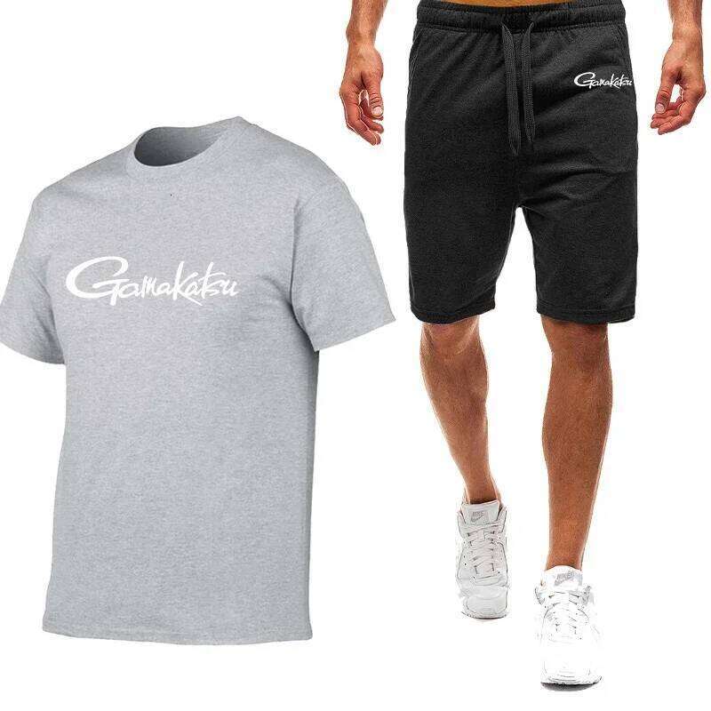 Gamakatsu Fishing 2024 Man's Printing Harajuku New Styl Nine Color Short Sleeved Suit Summer T-Shirt Casual Shorts 2-piece Set 26Y0626 - view 6