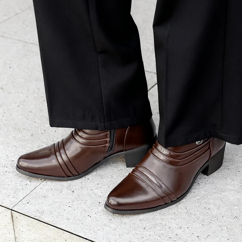 Men Pointed High Top Boots PU Solid Color Fashionable and Simple Business Banquet Men High Heeled Ankle Boots 260626 - view 3