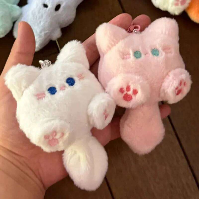 1-4pcs Cute Plush Small Cat Doll Keychain for Couple Soft Cotton Stuffed Animal Keyring Backpack Pendant Decoration Student Gift 26Y0626