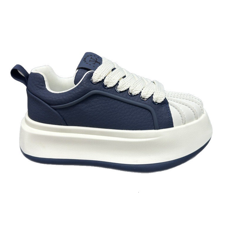 Men Shell Toe Platform Sneakers Thick Chunky Sole Skate Shoes Wide Thick Laces Color Block Leather Casual Walking Shoes Streetwear Footwear - view 6