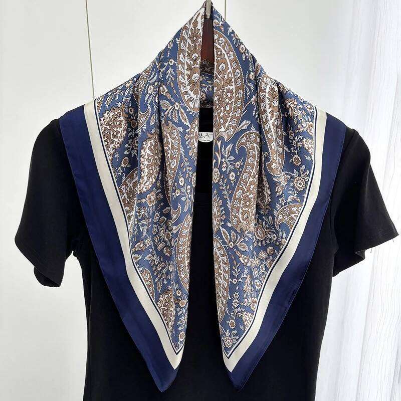 Fashion Bohemian Style Floral Print Womens Square Silk Scarf Satin Head Wrap Tropical Leaf Flower Design Scarves Bandana Hijab 26Y06226 - view 3
