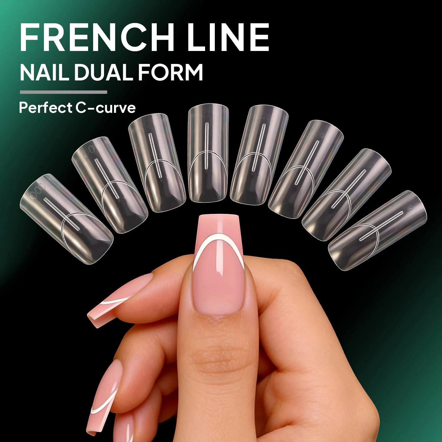 Nailpop French Tip Nail Forms Dual System Clear Acrylic Nail Extension Mold Square Ballet Shape 14 Sizes DIY Nail Art 140Pcs 260626
