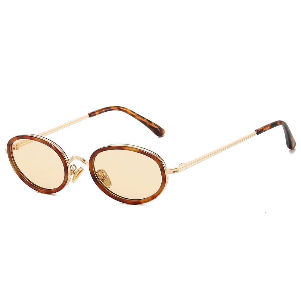 New Fashion Metal Men, Oval Trendy Simple Style Sunglasses For Women, High-End Retro Sun Protection Glasses - view 3