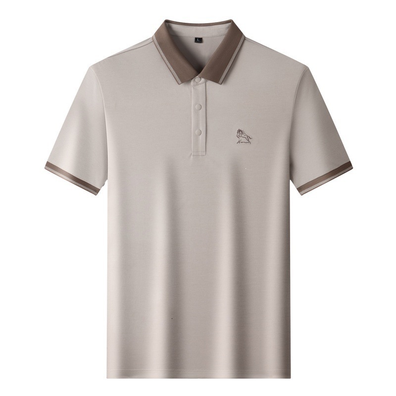 High-Quality Linen And Mulberry Silk Short-Sleeve Polo Shirt Men New Summer Style, Business Casual T-Shirt For Men - view 5