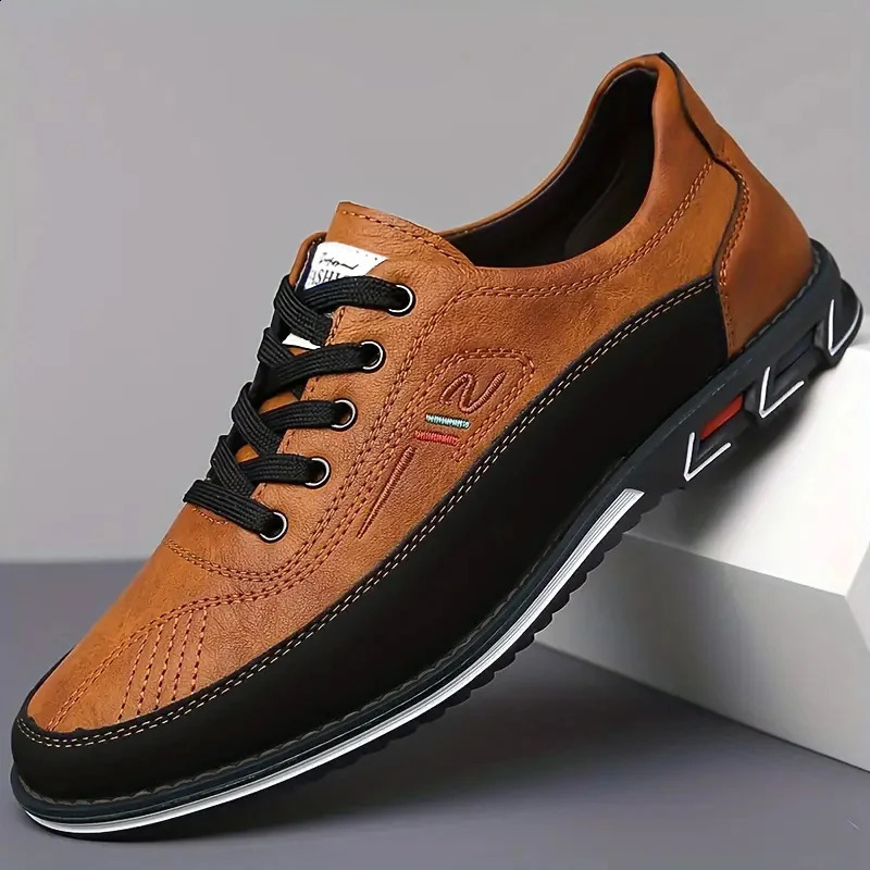 Mens Business Casual Shoes Solid Color Pvc Sole Comfortable for All Seasons 260624