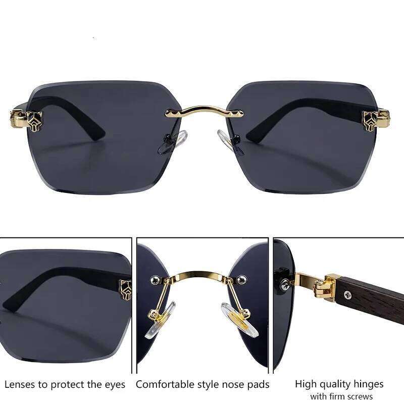 Square Rimless Photochromic Sunglasses Men Vintage Sun Glasses 2026 Luxury Designer Shades Male Cut Lenses Frameless Eyewear 26Y0626 - view 6