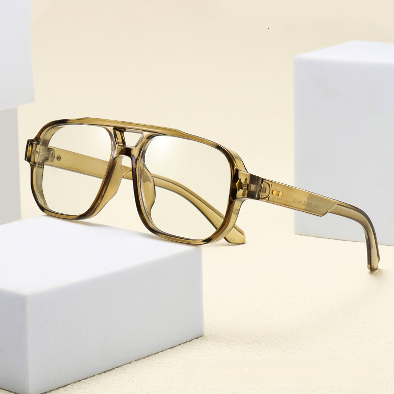 Men's Designer Fashion Double Beam Rice Nail Pilot Men's Casual Square Box Glasses Trend Anti Blue Light High-end Feeling Eyeglass Frame Squ - view 6
