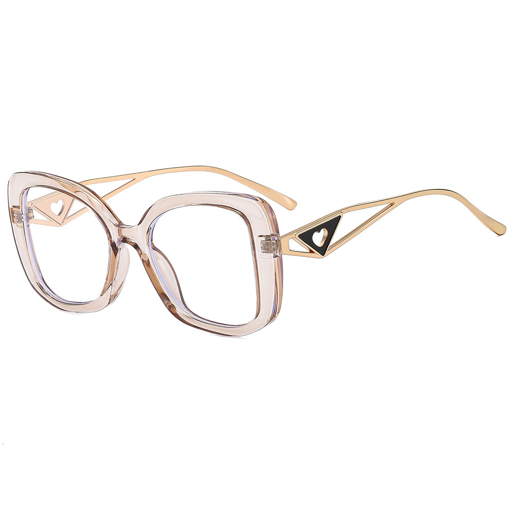 2026 Designer's New Large Frame Personalized Trendy Daily Leisure Luxury Versatile Color Blocked Sunglasses Women's Love Theme Large Frame C - view 5