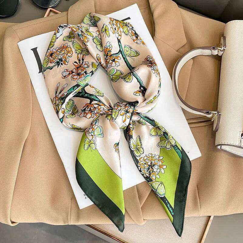 Elegance Pink Silk Feeling Square Scarf Women Print Satin Neckerchief Spring Hair Band Foulard Bandana Echarpe Tie Shawl Wraps 26Y06226 - view 5