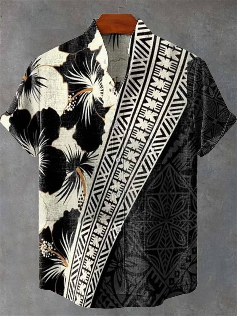 Men's Casual Shirts Polo New Vintage Ethnic Tribal Short Sleeve Mesh Top Casual Holiday Fashion Men's Shirt Hawaii - view 8