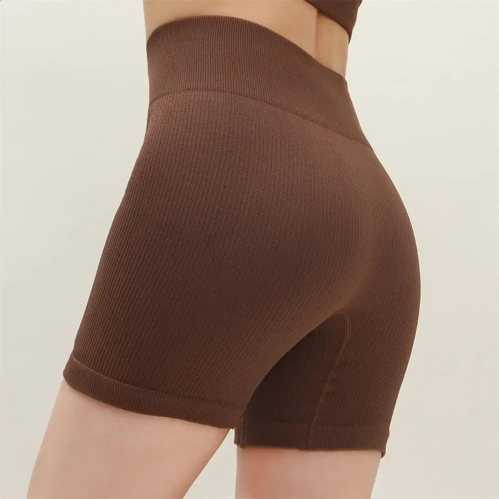 Seamless threaded shorts womens summer outdoor stretch yoga three-inch pants high-waisted and hip-lifting tight sports pants 260626 - view 5