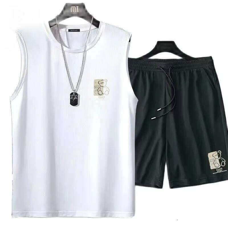 men's clothing fashion breathable fitness basketball sports Quick drying suit sleeveless T shirt + jogging shorts two-piece sets 26Y0626 - view 4