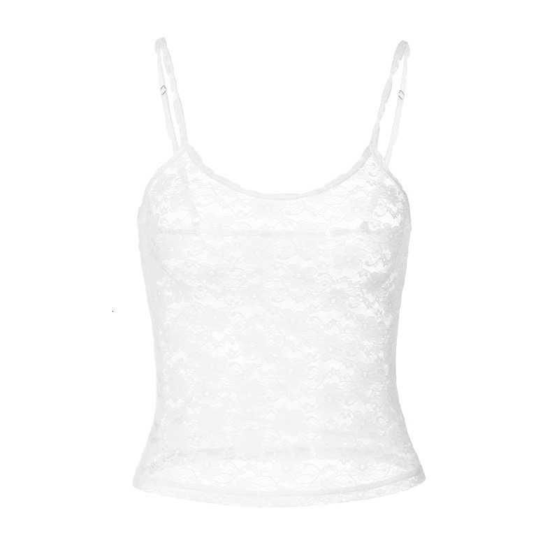 Womens Crop Camisole Top Womens Solid Square Neck See Through Lace Slim Fit Hot Girl Nightclub Layer Tank For Women Daily Summer Street Dating Outfits - view 6