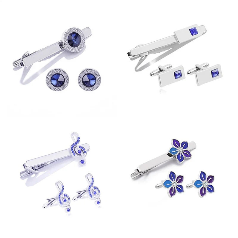 Fashion Business Shirt Sleeve Decorative Buttons Classic Geometric Tie Clips and Cufflinks Set for Mens y Jewelry Gift 260626