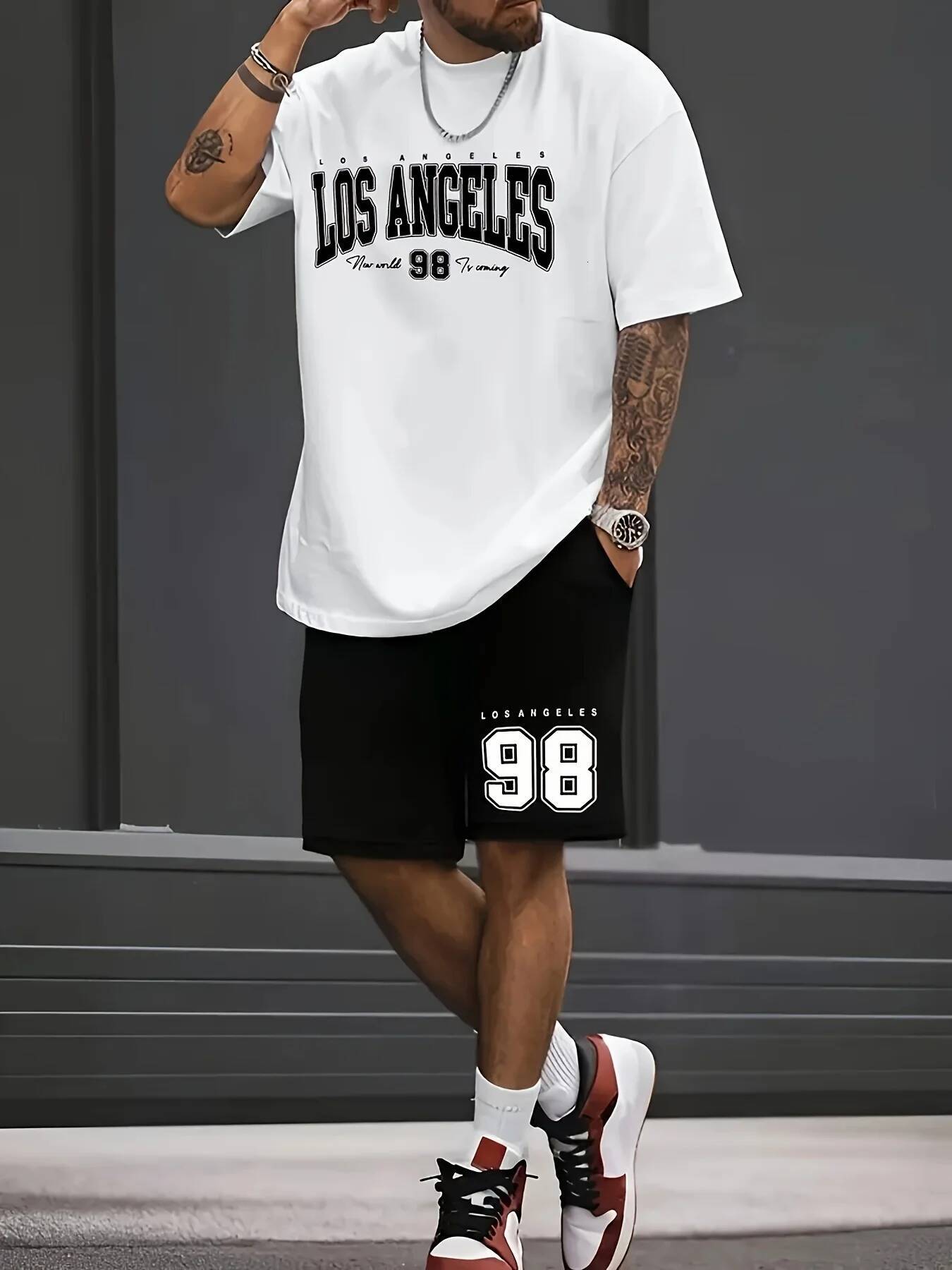 T Shirt Shorts 2 Piece Set Summer Men's Chicago-Themed Relaxed 32 Printed T-Shirt And Shorts Adult Sports Casual Plus Size Two-Piece Set - view 9