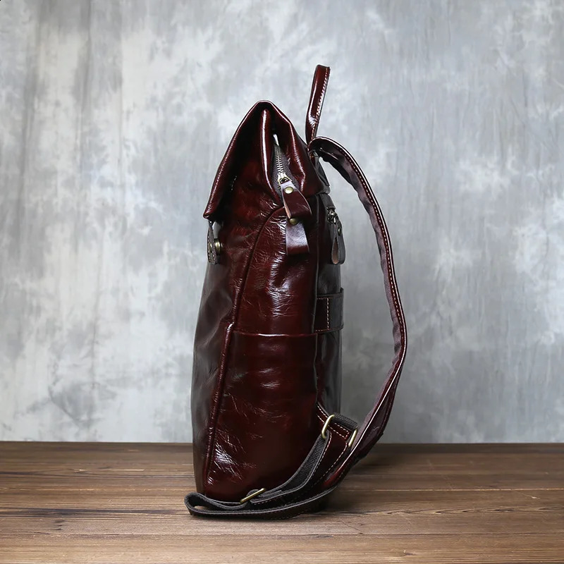 Genuine Leather Backpack For Men Vegetable Tanned Top Layer Cowhide Large Capacity Business Travel Computer Bag JLFGPJ 260625 - view 5
