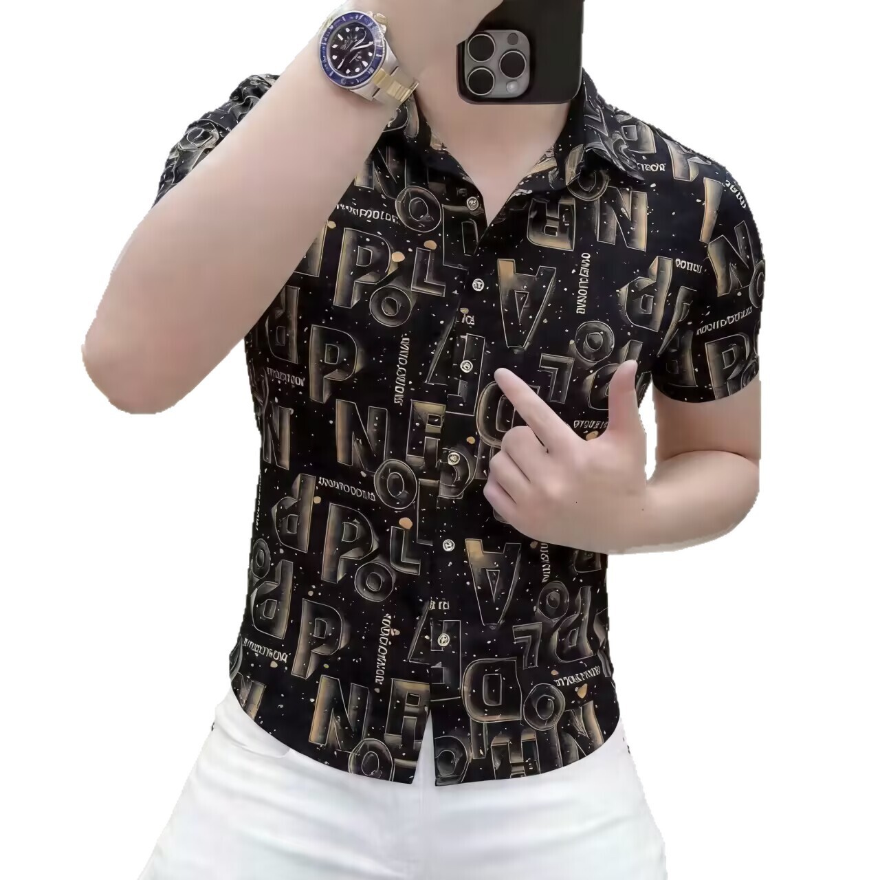 Men's New Summer Casual Fashion Stylish Printed Versatile Slim Fit Trendy Turn-Down Collar Thin Short Sleeve Shirt 2026 - view 6