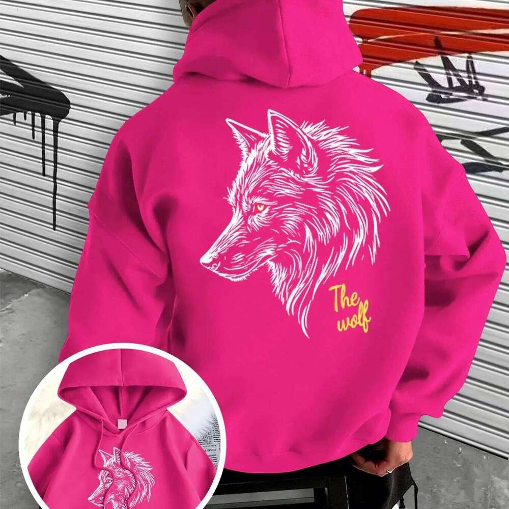 Men's Warm and Thick Winter Wolf Print Hoodie - Autumn/Winter Casual Outdoor Wear Unisex Holiday Gift W260626 - view 3