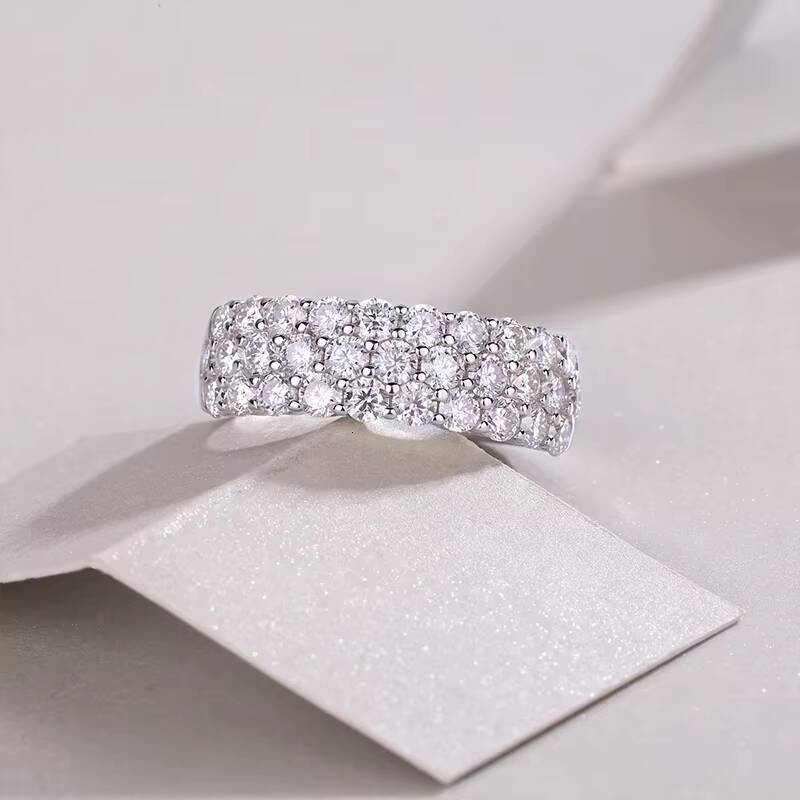 Fashion Hypoallergenic Three Layered Moissanite Ring Women 925 Sterling Sliver Wedding Engagement Promise Ring - view 4