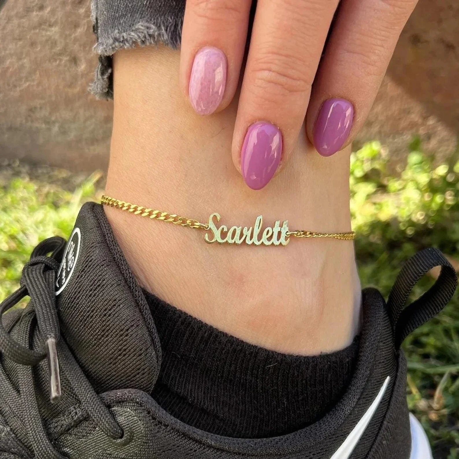 Custom Anklet Nameplate Anklet Ankle Name Anklet Cuban Chain Personalized Jewelry Bracelet Custom Made Gift Girlfriend Gift 260625