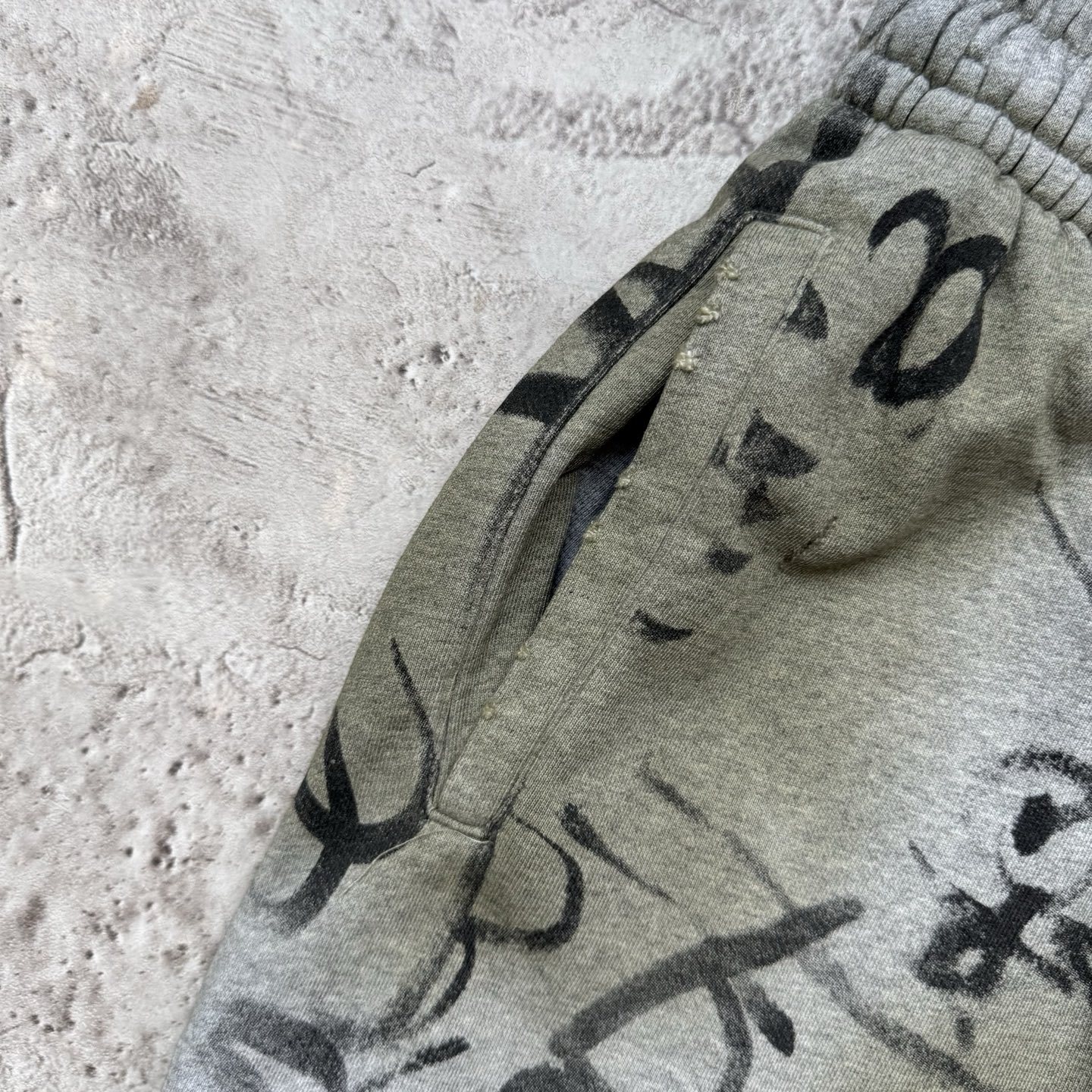 High quality Graffiti letters dirty long pants couple personality casual wide leg cotton Pants - view 4