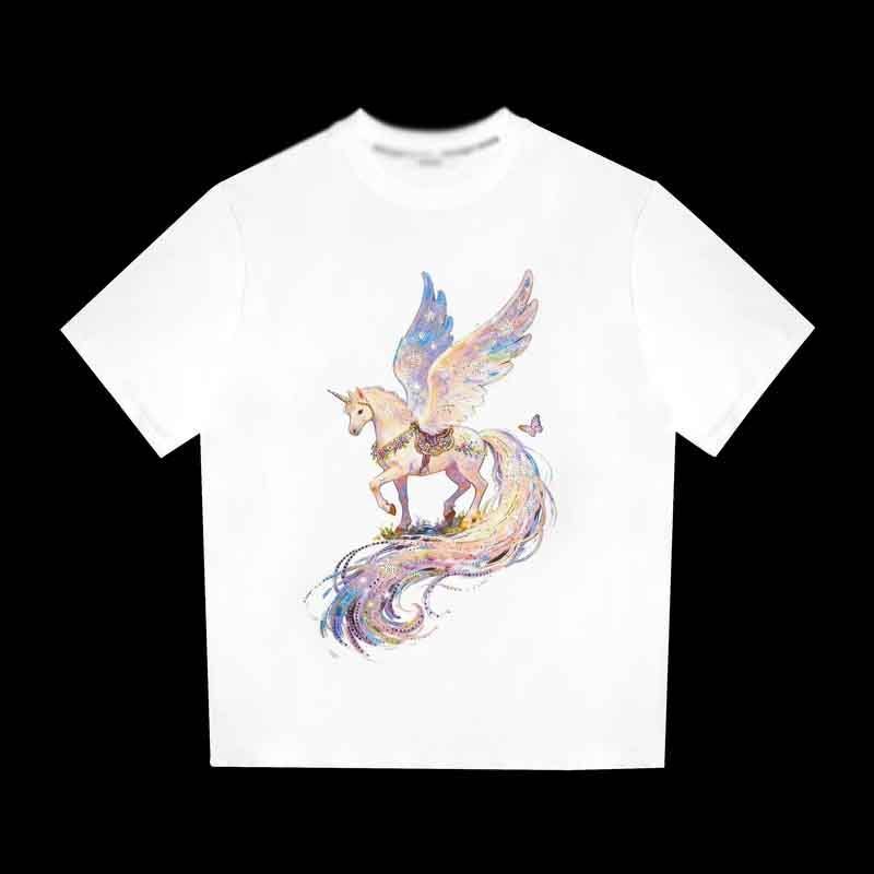 Spring New Style Pegasus Pattern Niche Trendy Brand Loose Business Short-Sleeve T-Shirt, Stylish High-End Top For Both Men And Women