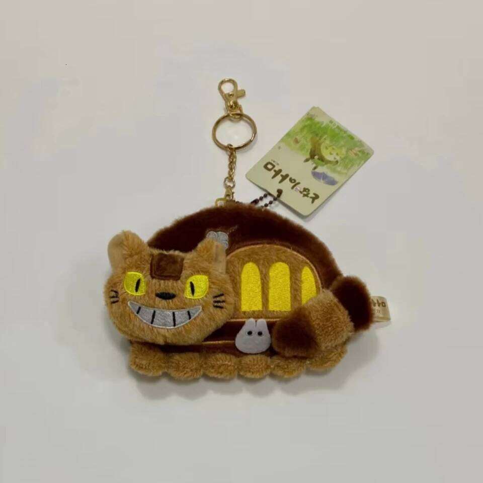 Anime Big Cat Bus Coin Purse Cartoon Small Shoulder Bag Cute Plush Card Holder Pendant Doll Birthday Gift For Friends 26Y0626