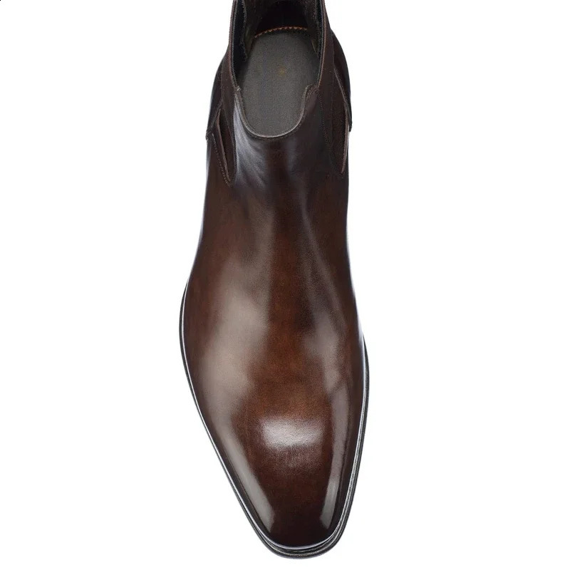 Chelsea Boots Men Shoes PU Brown Fashion Versatile Business Casual British Style Street Party Wear Classic Ankle Boots 260626 - view 5