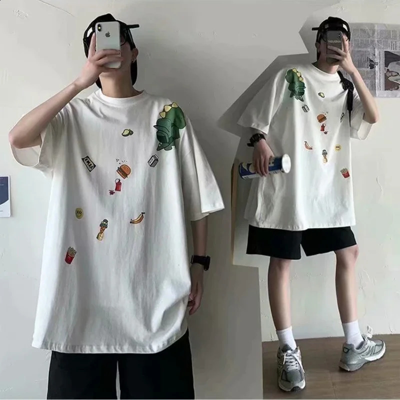 M-8XL Men Oversized Korean Fashion Loose American Cute Dinosaur Print Versatile Trend Couple Outfit 260626 - view 7