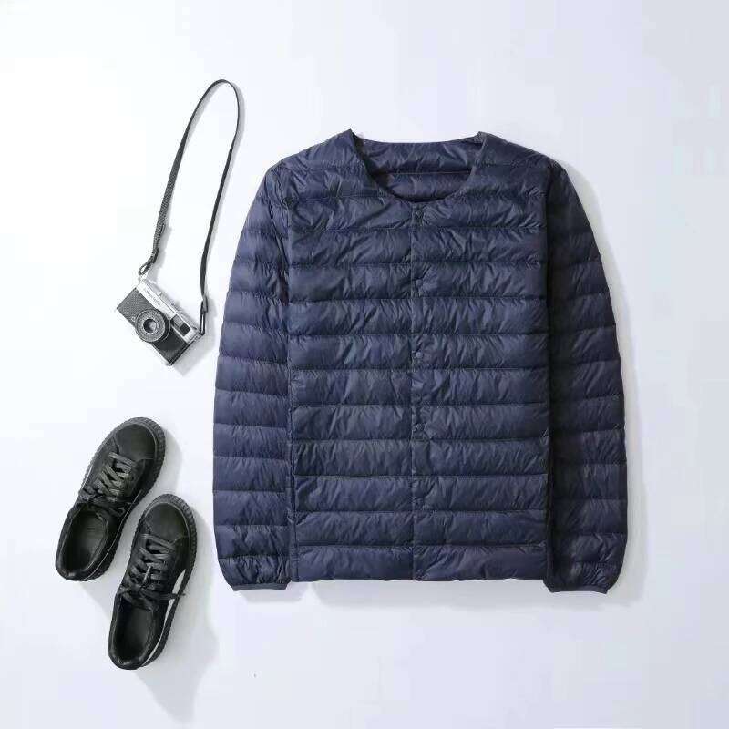 A light and down jacket for men, with collarless warm inner lining, can be worn inside a round-neck thin coat J260626 - view 3