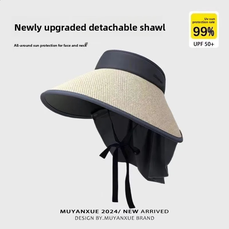 Summer Womens Big Brim Vinyl Empty Top Hat Foldable Riding Sun Hat Removable Sunscreen Hat 260625 - view 4