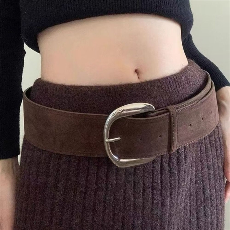 Maillard Styles Suede Leather Wide Belt y n Casual Pin Buckle Waistband Trendy Versatile Trouser Dress Belts Gifts 260617