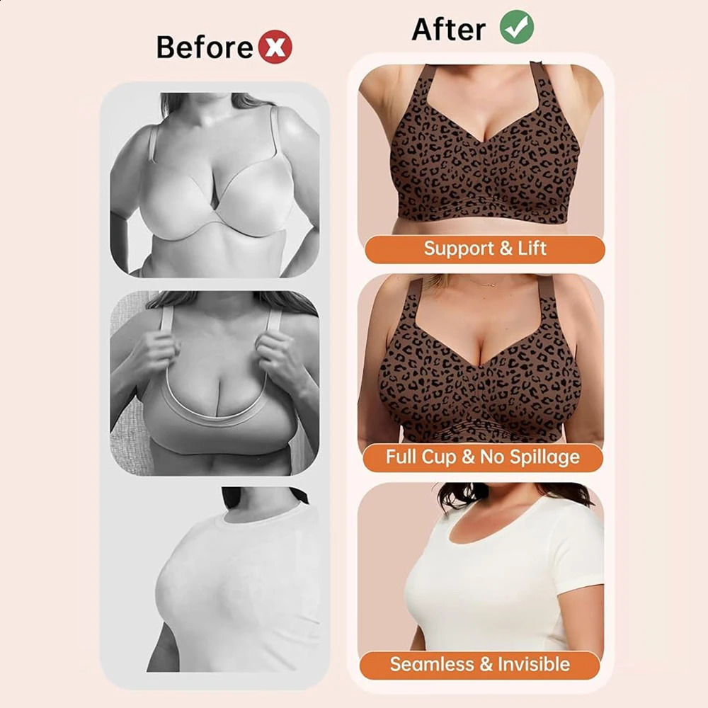 Womens Wireless Jelly Bra Plus Size Supportive Seamless Bras Full Coverage Push Up Comfortable No Underwire Tshirt 260626 - view 7