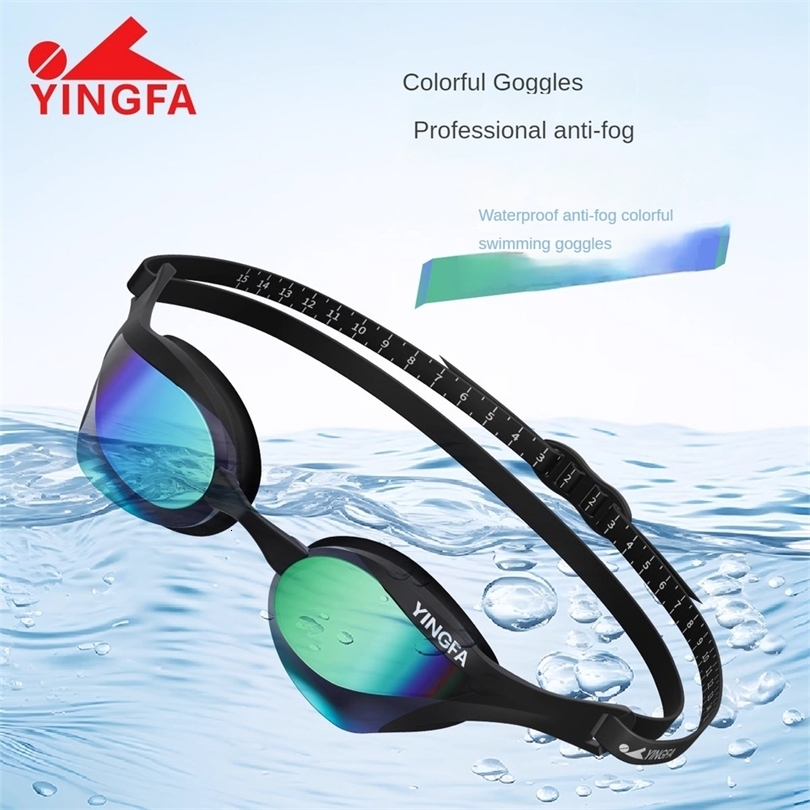 Yingfa Professional Swimming Goggles Waterproof Racing Electroplating AntiFog Diving Glasses With Replaceable nose buckle 260622
