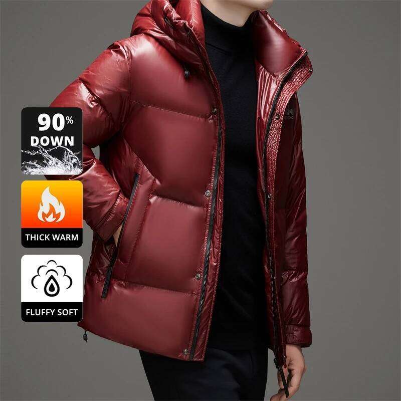 High End Thick Brand Casual Fashion Shiny Men Down Jacket Winter Warm Hooded Designer Parkas Windbreaker Puffer Feather Coats J260626 - view 7