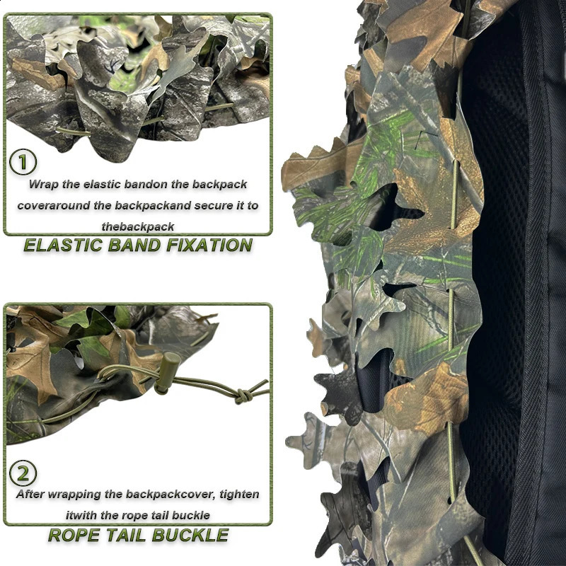 3D Bionic Leaf Shape Backpack Cover Iaser Cutting Outdoor Hunting Camo Backpack Cover Hunting Backpack Accessories 260626 - view 5