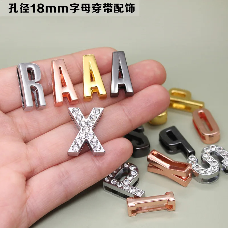 13pc/lot Hole 18mm Slide Letter English Alphabet Rhinestones A-Z Fit DIY Wristband Bracelet Pet Collar Jewelry Making 260623 - view 6