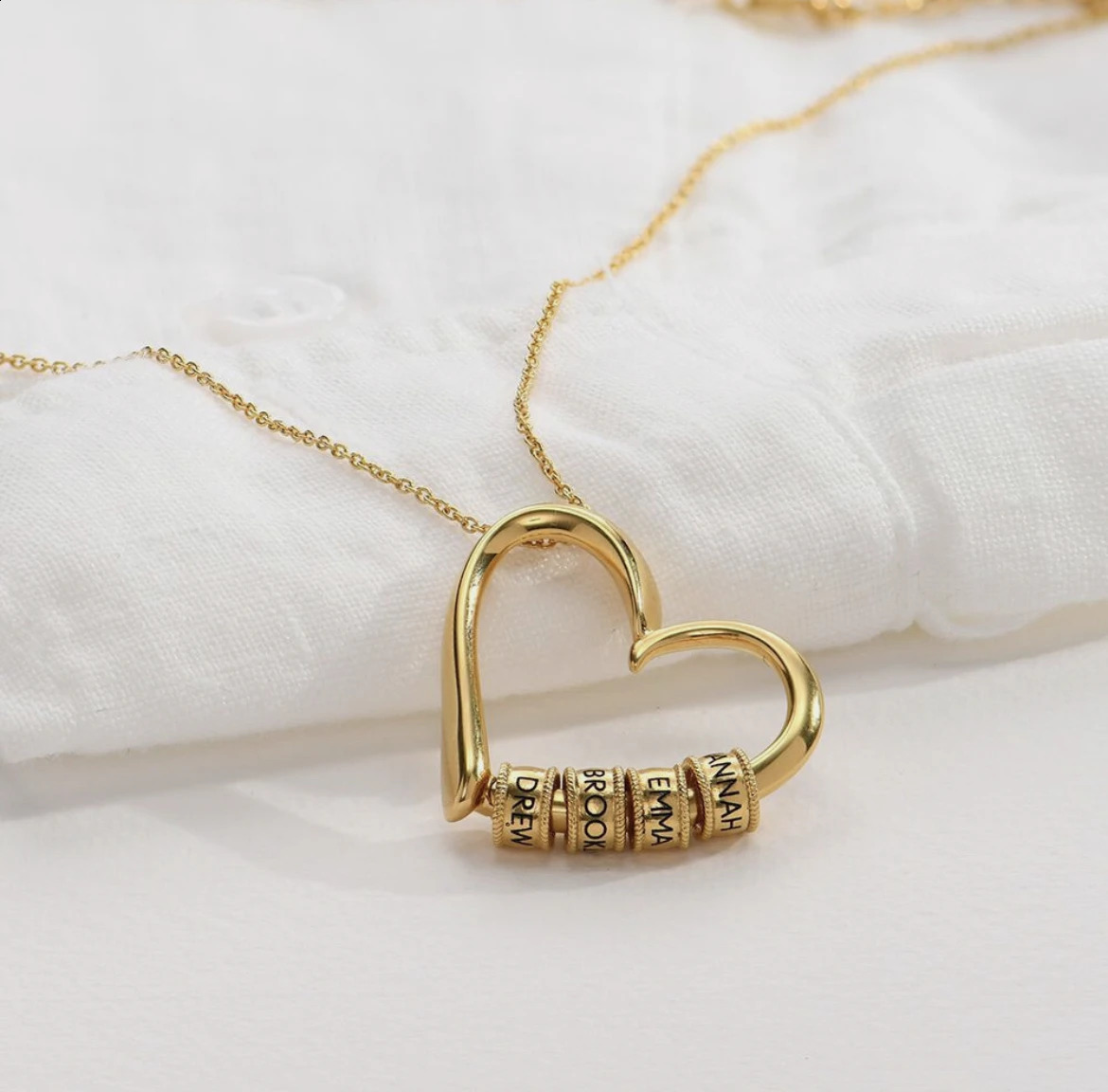 1pc Customized Names Stainless Steel Charming Heart Necklace with Engraved Beads Personalized Names Jewelry Mothers Day Gift 260626 - view 6
