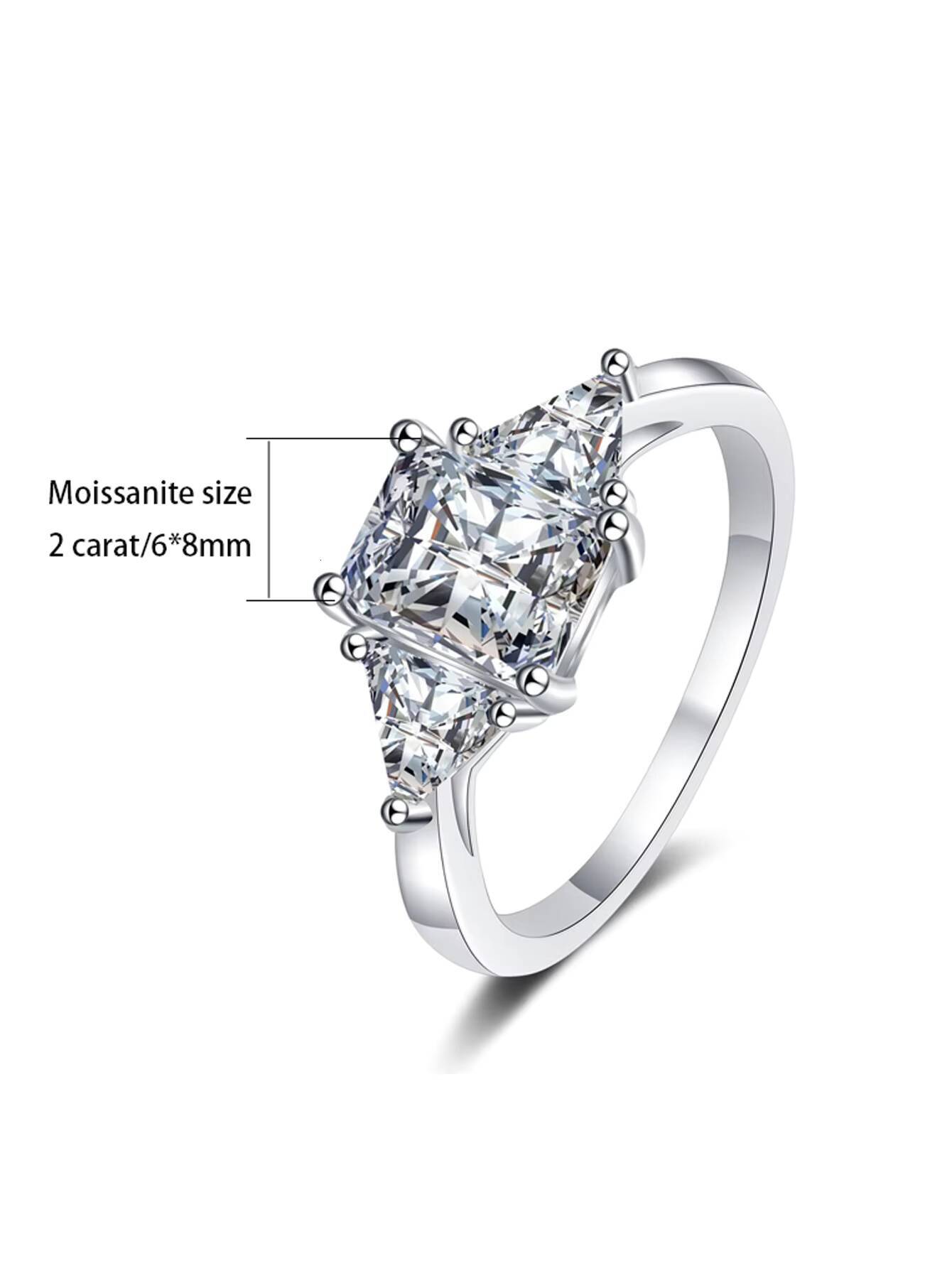 Luxury Vintage 925 Sterling Silver Moissanite Wedding Ring Set Diamond 18K Gold Plated Sterling Silver Moissanite Ring - view 7