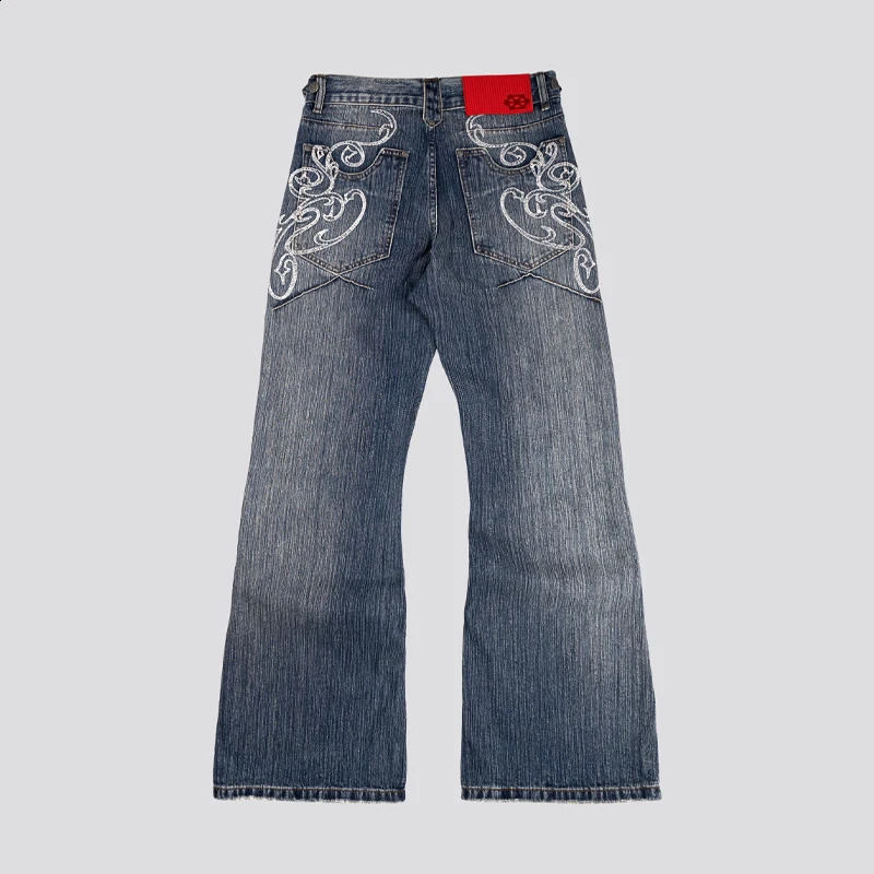 Y2k Blue Opening Bootcut Jeans Vintage Washed Embroidery Men Women Pants Harajuku High Street Streetwear Unisex Casual 260625 - view 3