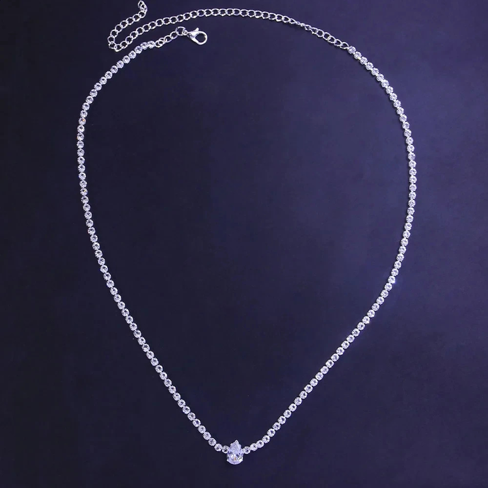 Fashion Water Drop Rhinestone Necklace Choker Accessories for Women Simple Crystal Collar Chain Choker Bridal Wedding Jewelry 260624 - view 3