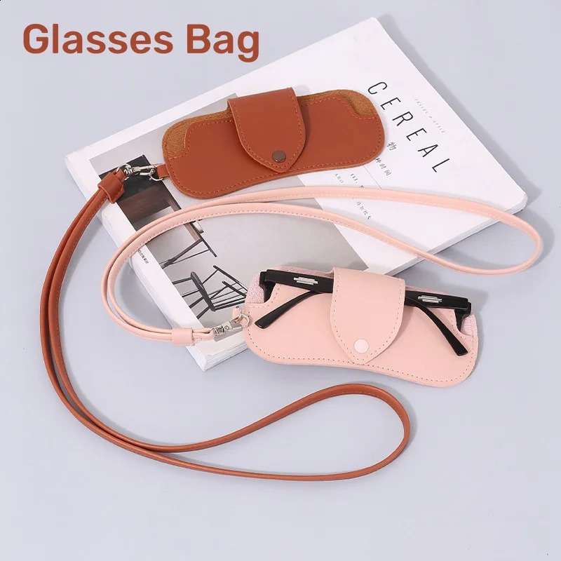 Hanging Neck PU Leather Glasses Bag Street Trendy Sunglasses Storage Bag Convenient for Going Out Eyewear Case Protective Cover 260625