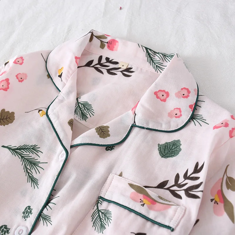 Threepiece Japanesestyle pajama spring and summer autumn 100 cotton gauze shortsleeved shorts trousers suit ho 260625 - view 3