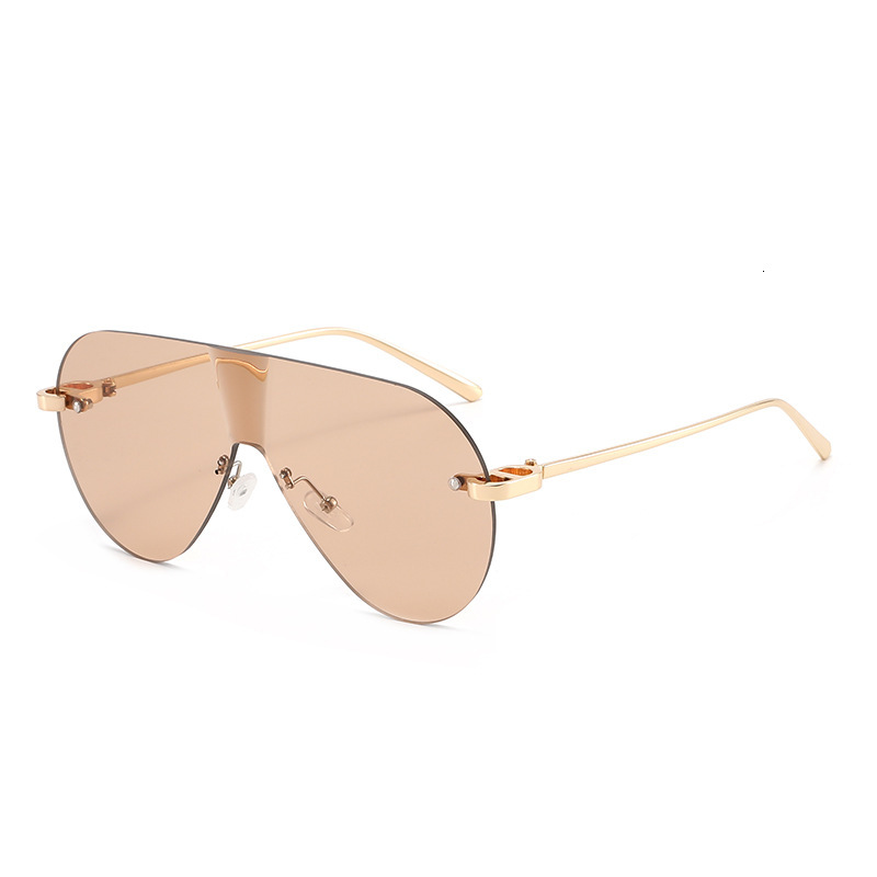 New European American Frameless One-Piece Sunglasses, Toad-Shaped, Stylish And High-End, Street Photography Large-Frame Integrated Sunglasses - view 4