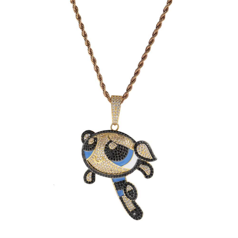Cute Bubble Jewelry Iced Moissanite Diamond Flying Girl Necklace Children's Cartoon Hip Hop Pendant - view 3